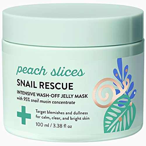 Peach Slices | Snail Rescue Intensive Treatment Wash-Off Face Mask | 95% Snail Mucin | For Dark Spots & Blemishes | Refreshing & Calming Mask | Clear, Radiant, & Hydrated Skin | Skin Care | 3.38 oz -