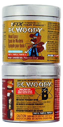 PC Products PC-Woody Wood Repair Epoxy Paste, Two-Part 6 oz in Two Cans, Tan 083338 -