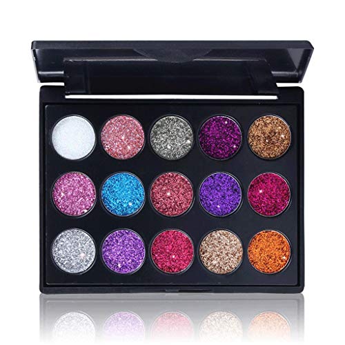 FMURY 15 Color Glitter Eye Shadow Pallete Pigment Professional Eye Makeup Palette Long-lasting Make Up Eyeshadow Palette(E) -