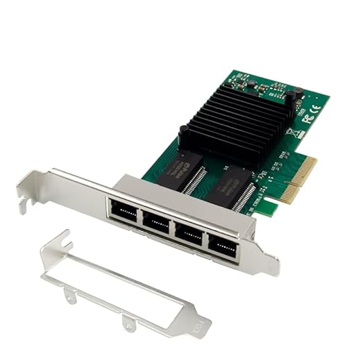 HINYSENO 4 Port RJ-45 10/100/1000Mbps PCI-Express x 4 Gigabit Ethernet Server Adapter Dual Port Network Interface Controller Card for I350AM4 Chipset HS-LGI350A-4BT -