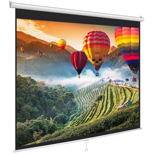 Pyle Manual Pull-Down Projector Screen - Universal 72-inch Roll-Down Retractable Manual Projection Screen w/ Auto-Locking, Adjustable Screen Height, Black Masking Border - 42.5" x 56.6" PRJSM7206 -