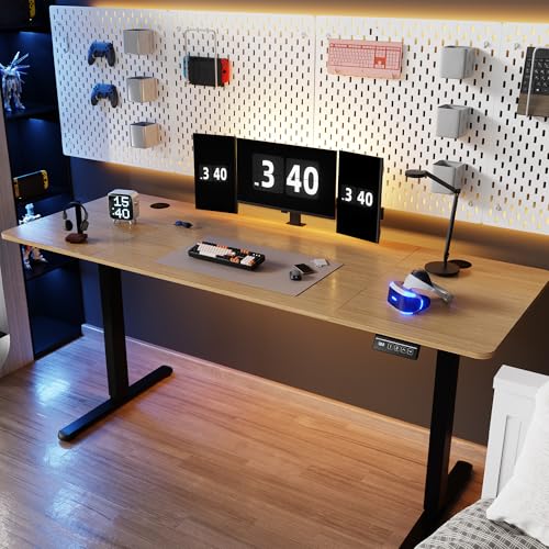 Shintenchi Standing Desk, 63x24 Inch Height Adjustable Electric Sit Stand up Desk, Ergonomic Rising Computer Table, Modern Lift Gaming Desk Workstation for Home Office, White -