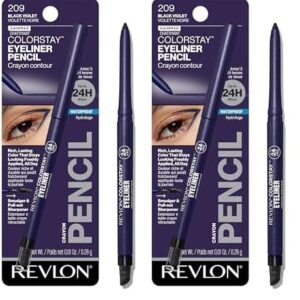 REVLON ColorStay Pencil Waterproof Eyeliner, Smudge-Proof, Eye Makeup with Built-In Sharpener, Packaging May Vary, 209 Black Violet, 0.01 oz (Pack of 2) -