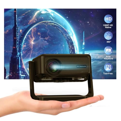 [360°Adjustable Stand] Mini Projector, ONOAYO GivingYou AY3 Outdoor Projector With WiFi And Bluetooth, Electric Focus & Auto Keystone, Portable Projector, 1080P Projector Home Cinema, (Dark gray) -