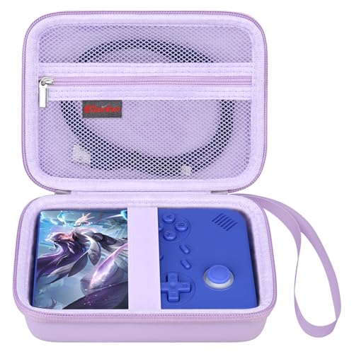 Elonbo Carrying Case for RG40XXV / RG405V Retro Handheld Game Console, Android Retro Handheld Gaming Travel Storage Cover Bag Linux System Games Organizer Holder, Mesh Pocket fits Cables, Purple -