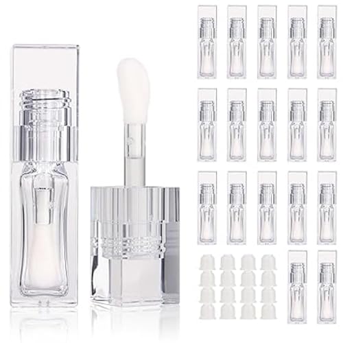 100pcs Wholesale Private Label Cosmetic Packaging Container 8ml Square Transparent Empty Lip Gloss Tubes Big Wand Brush All Clear Lip Gloss Tube Custom Logo Lipgloss Refillable Bottle Lipstick Tube -
