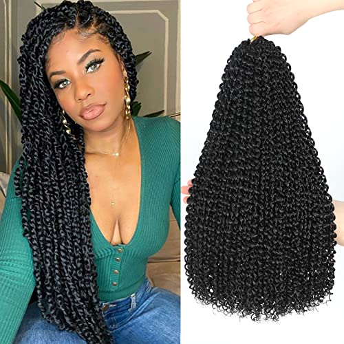 Dansama Passion Twist Hair Water Wave Crochet Hair for Black Women, Long Bohemian Braiding Hair for Boho Locs, Faux Locs, Butterfly Style Crochet Braids Hair Extensions (18inch, 1B, Economy Pack) -