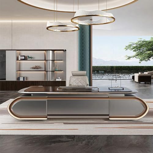 HONGYISHI Wood L Shaped Executive Office Desk, Computer Desk with File Drawers, Study Writing Table Business Furniture Set for Home Office -