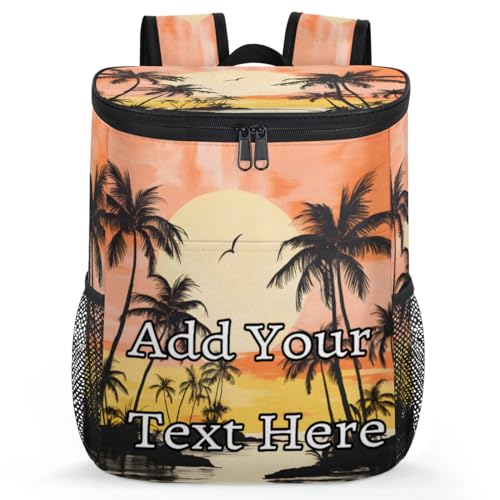 Obtravar Tropical Palm Trees Custom Cooler Backpack Personalized Insulated Backpack Cooler Waterproof Leak Proof Large Capacity Cooler Bag -