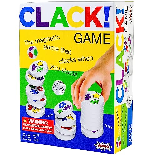 AMIGO Games Clack! Categories - Exciting Kids Magnetic Stacking Game for 2-8 players Ages 7+ | Fun, Educational, & Fast-Paced Family Game -