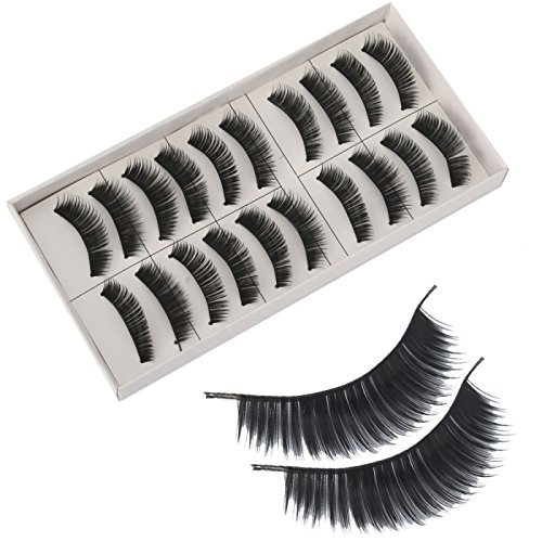 10 Pairs of Long False Eyelashes Eye Lashes Makeup, Professional, Black -