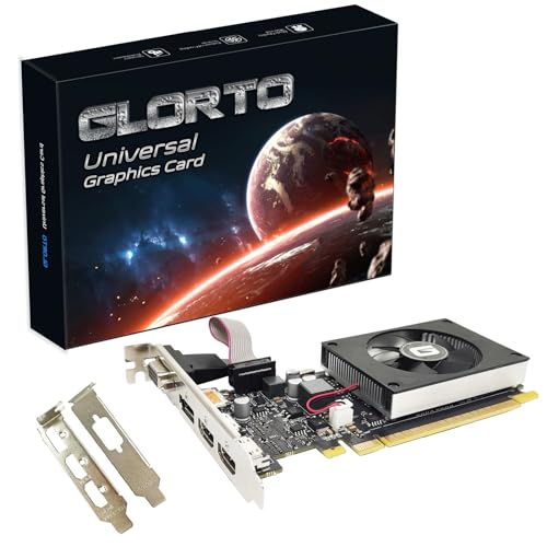 Glorto GeForce GT 730 4G Low Profile Graphics Card, 2X HDMI, DP, VGA, DDR3, PCI Express 2.0 x8, Entry Level GPU for PC, SFF and HTPC, Compatible with Windows 11 -