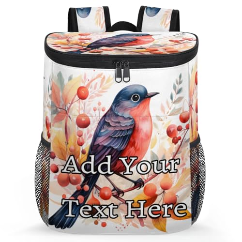 Obtravar Cute Colorful Birds Custom Cooler Backpack Personalized Insulated Backpack Cooler Waterproof Leak Proof Large Capacity Cooler Bag -