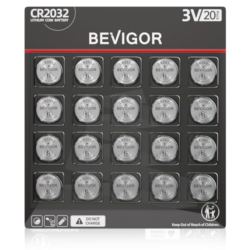BEVIGOR 2032 Battery Compatible with Apple AirTag CR2032 Lithium 3V Coin Battery for Child Safety, Suitable for Key Fobs, Smart Sensors, Scales, Candles and More 20pcs -
