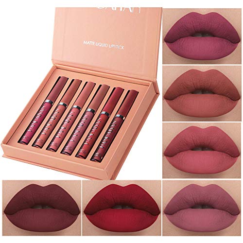 6Pcs Matte Liquid Lipstick Makeup Set, Matte liquid Long-Lasting Wear Non-Stick Cup Not Fade Waterproof Lip Gloss (Set A) -