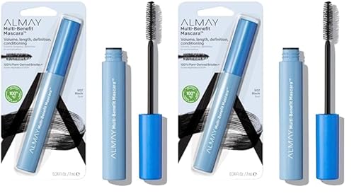 Almay Mascara, Volume, Length, Definition & Conditioning, Multi-Benefit Eye Makeup, Hypoallergenic and Fragrance-Free, 502 Black (Pack of 2) -