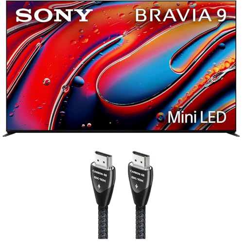 Sony K85XR90 85 Inch XR90 Series Bravia Mini LED HDR QLED 4K Google TV with an AudioQuest Carbon 48 2.25M (7.3FT) 48 Gbps 8K-10K HDMI Digital Cable (2024) -