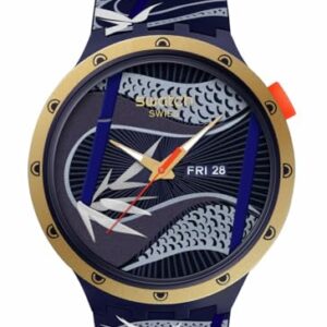 Swatch Casual Watch Unisex Blue Bio-sourced Quartz Blue and Golden Lithe Dancer -