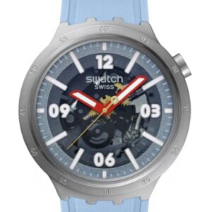 Swatch Unisex Casual Watch Blue Stainless Steel Quartz Big Bold Moment -