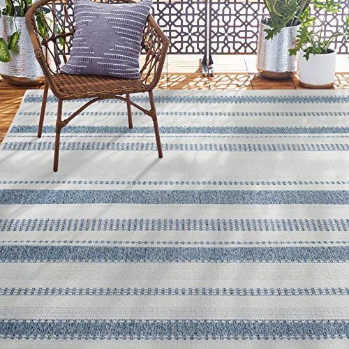 Home Dynamix Tripoli Mateo Modern Indoor/Outdoor Area Rug, Dark Blue/Cream, 7'10"x10'2" Rectangle -