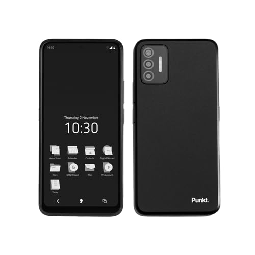 Punkt. MC02 Smartphone - Unlocked Cell Phone with Built-in VPN for Digital Security & Data Privacy Software, 4K Video & 64 MP Camera, 5G & 4G LTE, 128GB, WiFi, Bluetooth - Black -