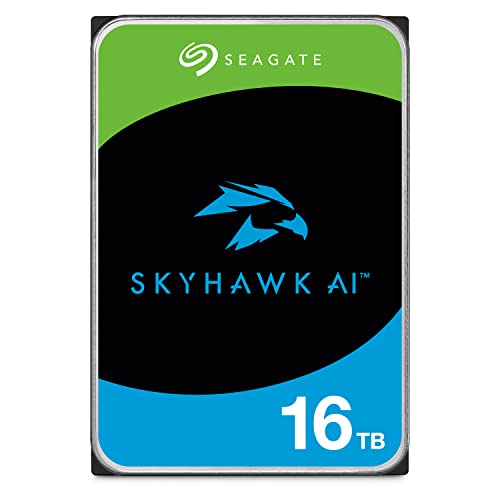 Seagate Skyhawk AI 16TB Video Internal Hard Drive HDD – 3.5 Inch SATA 6Gb/s 256MB Cache for DVR NVR Security Camera System with Drive Health Management and in-House Rescue Services (ST16000VE000) -