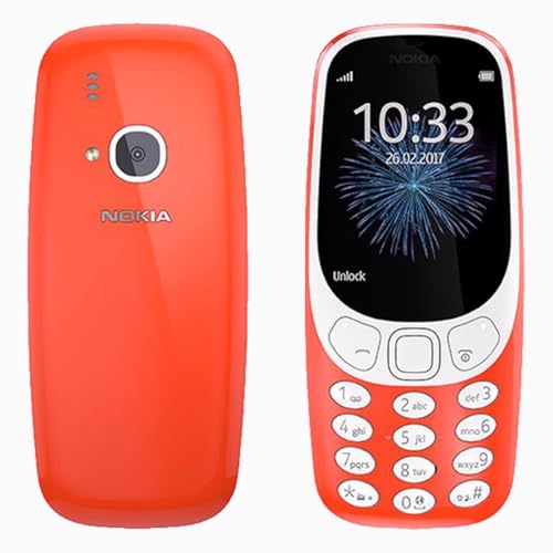 Nokia 3310 (2017) Single-SIM 16MB Storage (GSM Only | No CDMA) Factory Unlocked 2G Cell-Phone (Red - Glossy) - International Version -