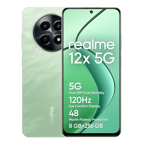 realme 12x Dual-SIM 256GB ROM + 8GB RAM (GSM Only | No CDMA) Factory Unlocked 5G Smartphone (Feather Green) - International Version -