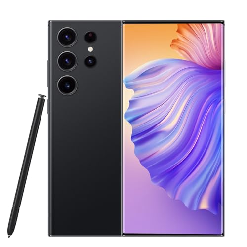 SIMTCHE Smartphone Unlocked Cell Phones C24 Ultra 6.82in HD Screen The Black Phone 12GB/256GB Android 14 Straight Talk Phone 8000mAh 512GB Extension Dual Sim Boost Mobile Phones Telefonos (Black) -