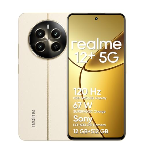 realme 12+ Dual-SIM 512GB ROM + 12GB RAM (GSM Only | No CDMA) Factory Unlocked 5G Smartphone (Navigator Beige) - International Version -