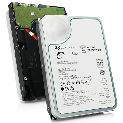 Seagate Exos X16 ST16000NM002C 16TB 7.2K RPM SATA 6Gb/s 512e 3.5in Recertified Hard Drive (Renewed) -