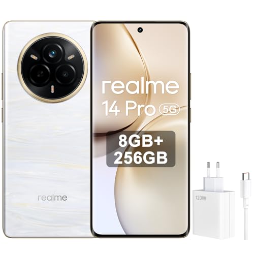 realme 14 Pro+ Dual-SIM 256GB ROM + 8GB RAM (GSM Only | No CDMA) Factory Unlocked 5G Smartphone (Pearl White) - International Version -