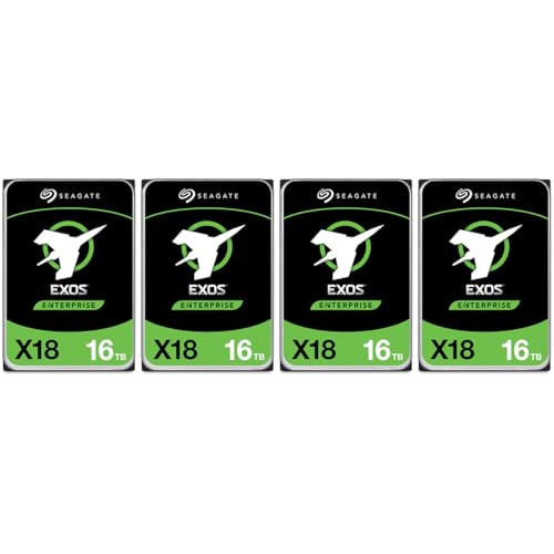 Seagate Exos X18 3.5" Internal Hard Drive - 16TB, 4-Pack, SATA III 6 Gb/s -