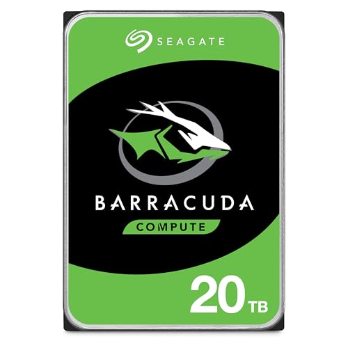 Seagate Barracuda 20TB Internal Hard Drive, 7200 U/Min, 512MB Cache, SATA 6Gb/s, 3.5" (ST20000DM001) -