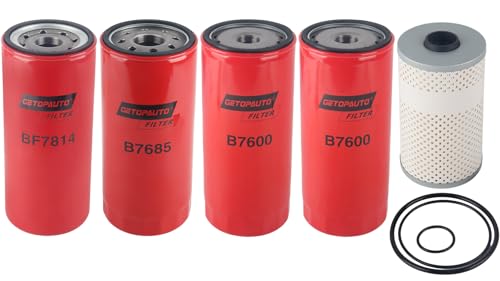GETOPAUTO B76(2PCS) BF7814 B7685 PF7744 Filter Kit Oil Change Kit Compatible with D13 engine -