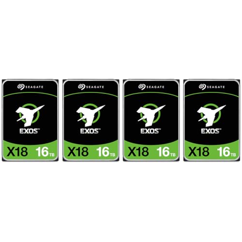 Seagate Exos X18 3.5" Internal Hard Drive - 16TB, 4-Pack, SAS III 12 Gb/s -