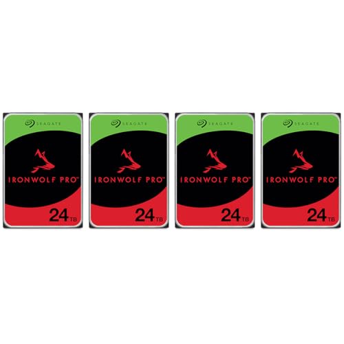Seagate IronWolf Pro SATA III 3.5" Internal NAS Hard Drive, 7200 RPM - 24TB, 4-Pack -