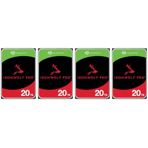 Seagate IronWolf Pro SATA III 3.5" Internal NAS Hard Drive, 7200 RPM - 20TB, 4-Pack -