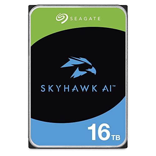 Seagate Skyhawk AI, 16TB, Video Internal Hard Drive, 3.5", SATA, 6Gb/s, 64MB Cache, for DVR/NVR Security Camera System, 3 year Rescue Services, FFP (ST16000VEZ02) -