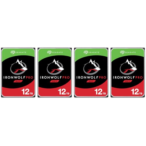 Seagate IronWolf Pro SATA III 3.5" Internal NAS Hard Drive, 7200 RPM - 12TB, 4-Pack -