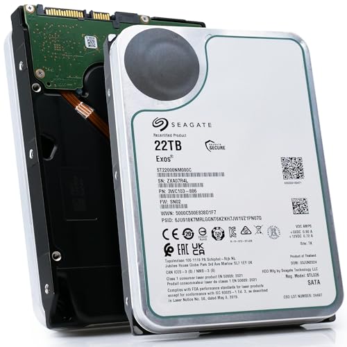 Seagate Exos 22TB SATA HDD 6Gb/s 7200RPM 3.5-inch Enterprise Hard Drive (ST22000NM000C) -